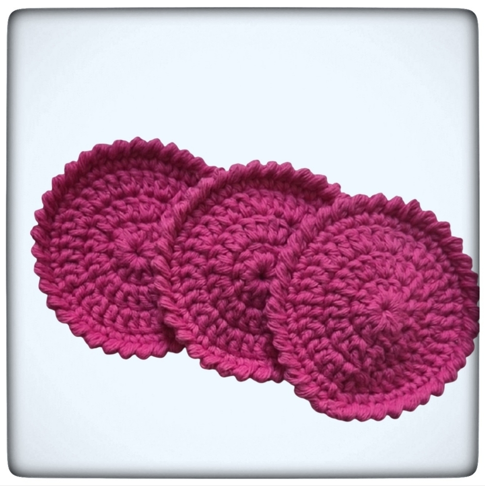 Eco-Friendly Cotton Reusable Face Scrubby Set of 3-Pink